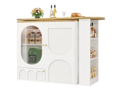 Mueble bar giratorio - 138 x 73 x 105 cm - 3 puertas + separadores extraíbles - MDF + Metal - blanco