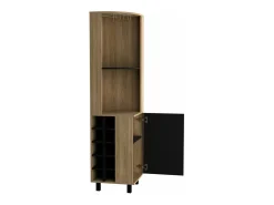 Mueble Bar Kaia en melamina con 3 estantes , 9 portacopas , 10 botelleros y gabinete inferior , multicolor , 180 cm X 45 cm X 45 cm