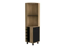 Mueble Bar Kaia en melamina con 3 estantes , 9 portacopas , 10 botelleros y gabinete inferior , multicolor , 180 cm X 45 cm X 45 cm