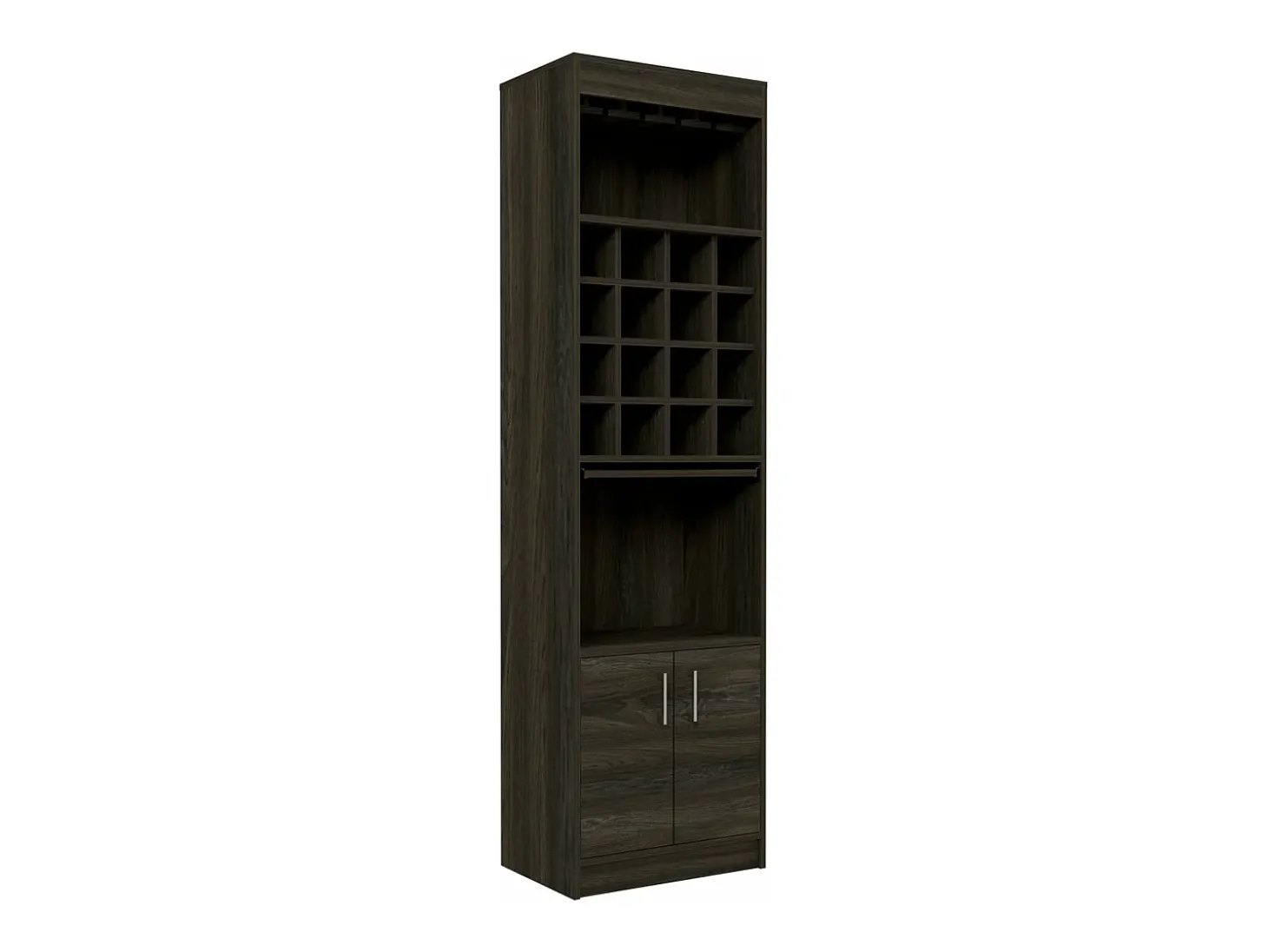 Mueble Bar kava espresso en melamina con Estante para Copas y Gabinete Inferior , 180.6 cm X 51 cm X 34 cm , Multicolor