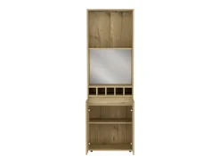 Mueble Bar Prana en melamina con 4 estantes , 2 puertas , 4 portabotellas y 6 portacopas , beige , 180 cm X 58.4 cm X 37 cm