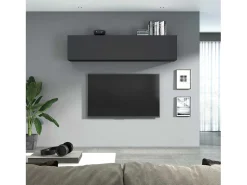 Mueble colgante salón 180cm con 2 compartimentos puerta abatible gris Nota Arriba