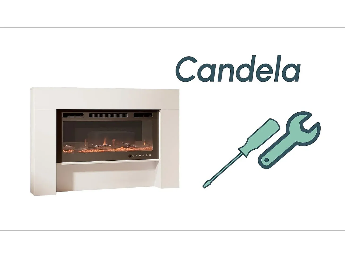 Mueble con chimenea para Salón comedor en Blanco 127,4x21x86,6cm Candela