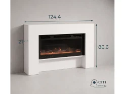 Mueble con chimenea para Salón comedor en Blanco 127,4x21x86,6cm Candela
