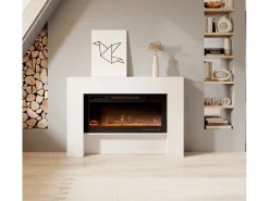 Mueble con chimenea para Salón comedor en Blanco 127,4x21x86,6cm Candela