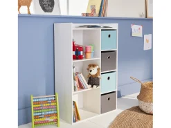 Mueble de almacenamiento para niños 4 cestas azul