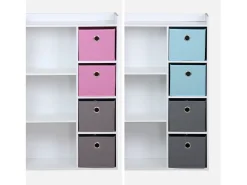 Mueble de almacenamiento para niños 4 cestas azul
