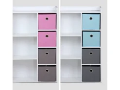 Mueble de almacenamiento para niños 4 cestas azul