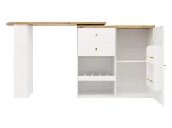 Mueble de bar giratorio y plegable - con 2 cajones y 1 puerta - Blanco