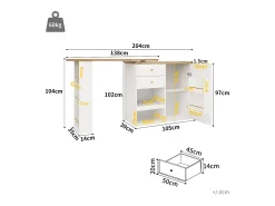 Mueble de bar giratorio y plegable - con 2 cajones y 1 puerta - Blanco
