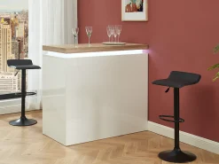 Mueble de bar luminosos - MDF lacado blanco - LEDs - Blanco y roble. HALO II