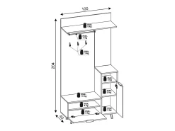 Mueble de entrada Nordic C roble evoke / tabilla / grafito 100 cm