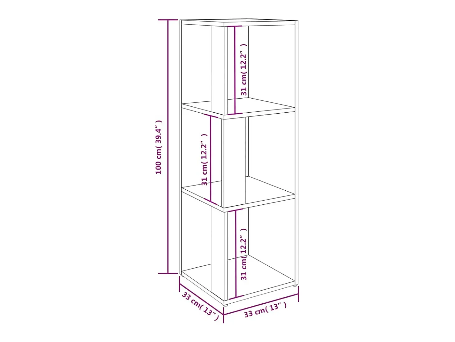 Mueble de esquina madera ingeniería gris hormigón 33x33x100 cm
