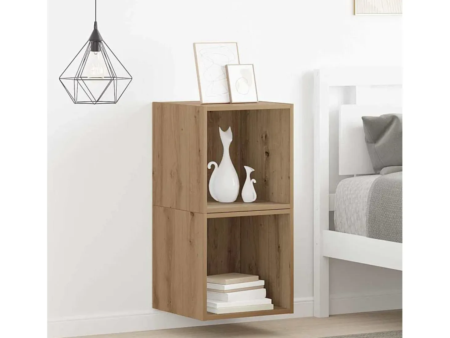 Mueble de pared con estante 2 piezas roble artesanal 37 x 37 x 37 cm