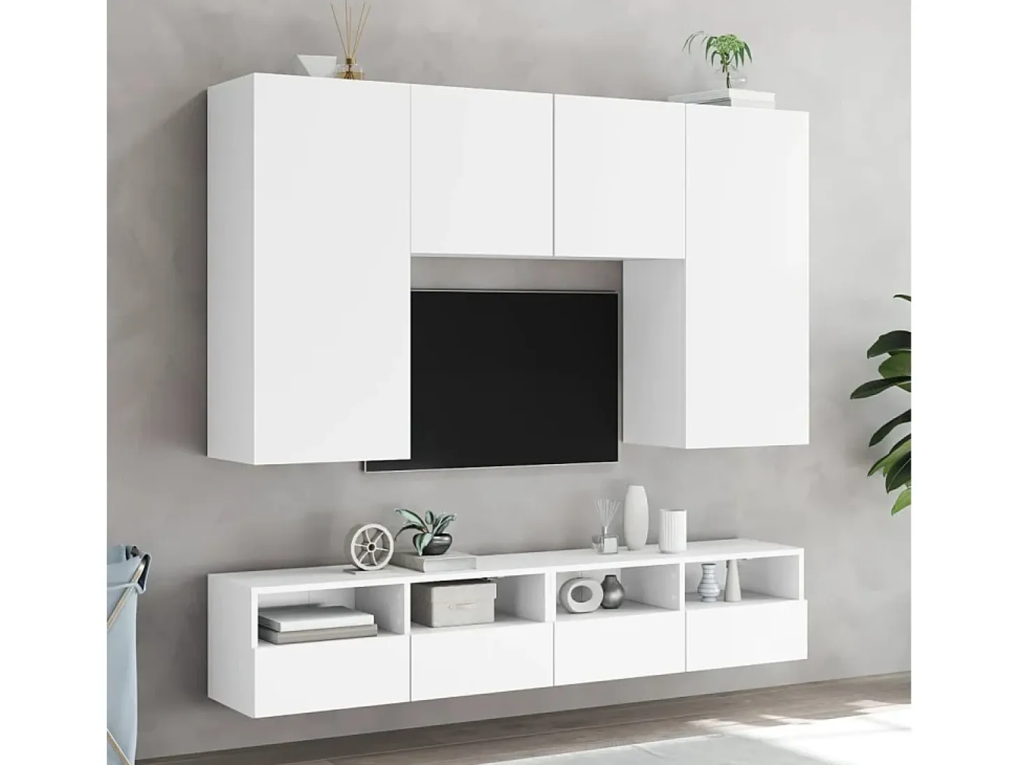 Mueble de pared para TV madera de ingeniería blanco 80x30x30 cm