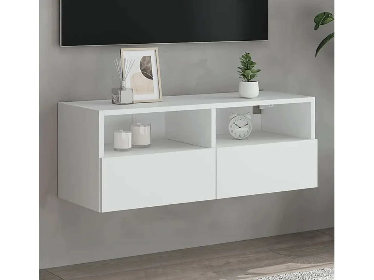 Mueble de pared para TV madera de ingeniería blanco 80x30x30 cm
