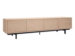 Mueble de televisión acabado en madera de roble y metal negro L200 cm MANNY