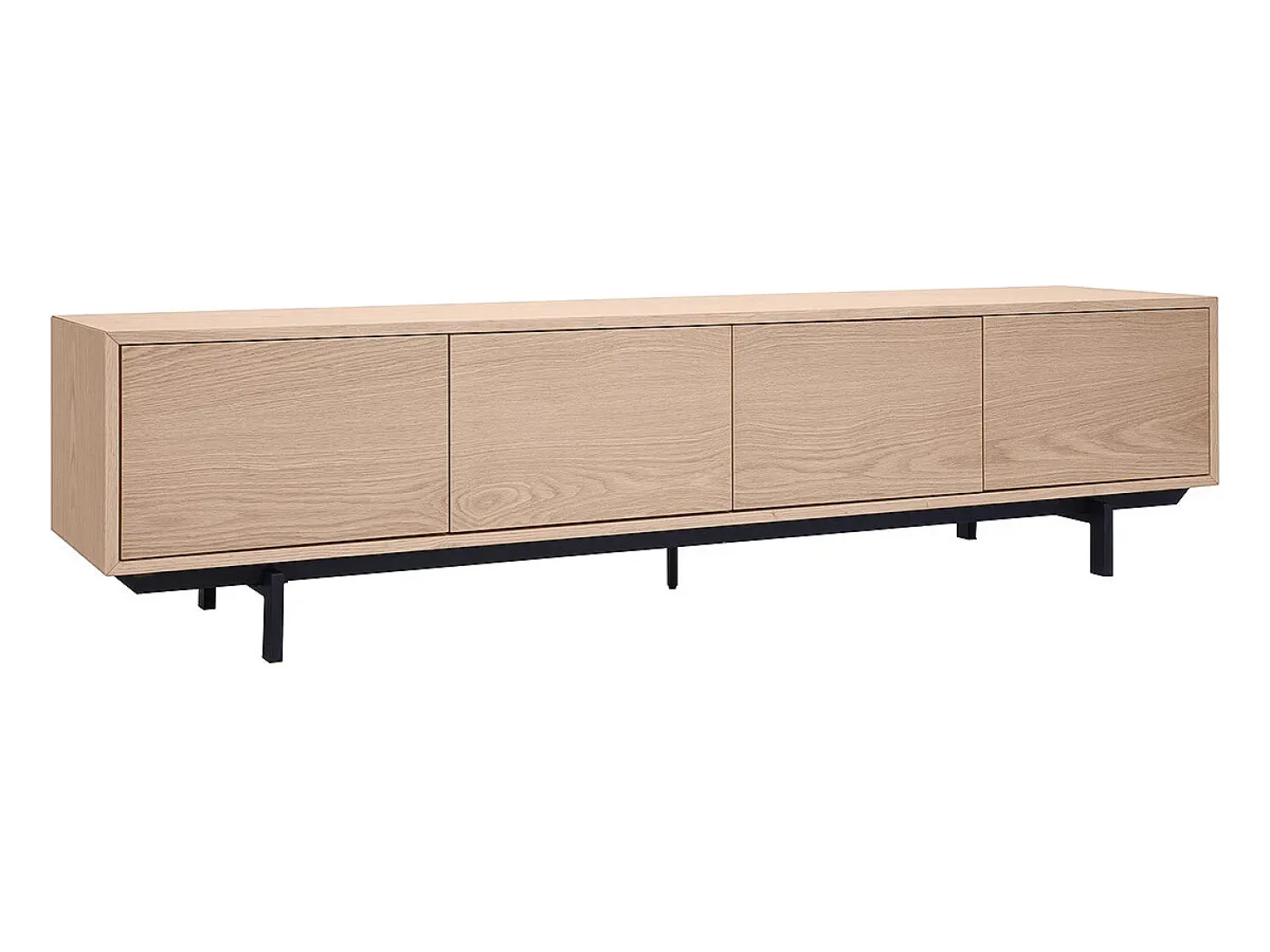 Mueble de televisión acabado en madera de roble y metal negro L200 cm MANNY