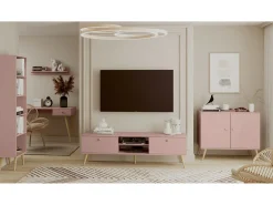 Mueble de Televisión Estilo Nórdico – Color Rosa, 170x50x41 cm – Funcional y Elegante