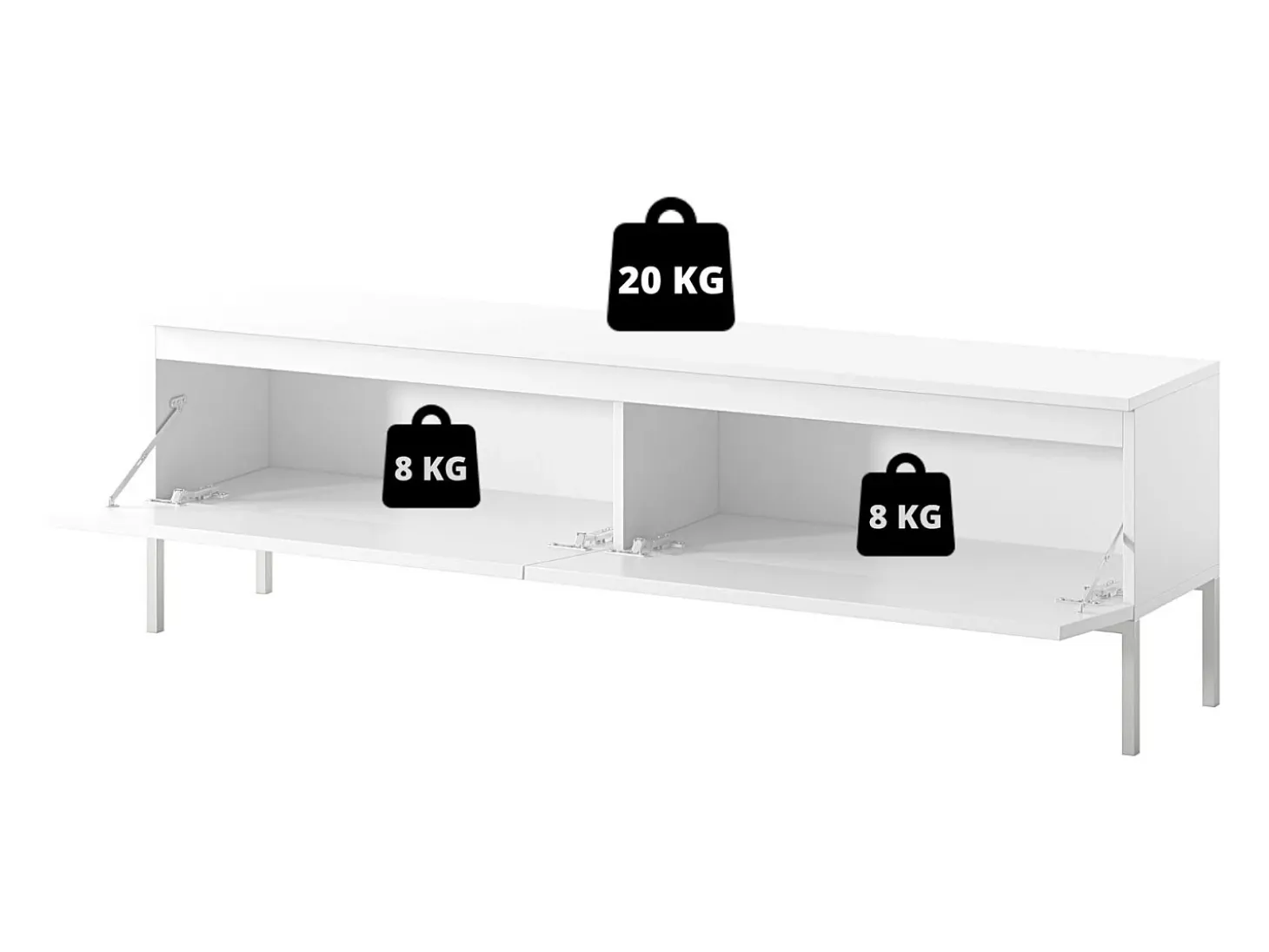 Mueble de TV - 150 cm - efecto ladrillo con patas negras - BEMMI