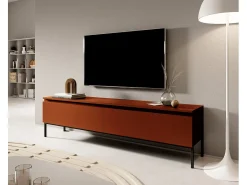 Mueble de TV - 150 cm - efecto ladrillo con patas negras - BEMMI