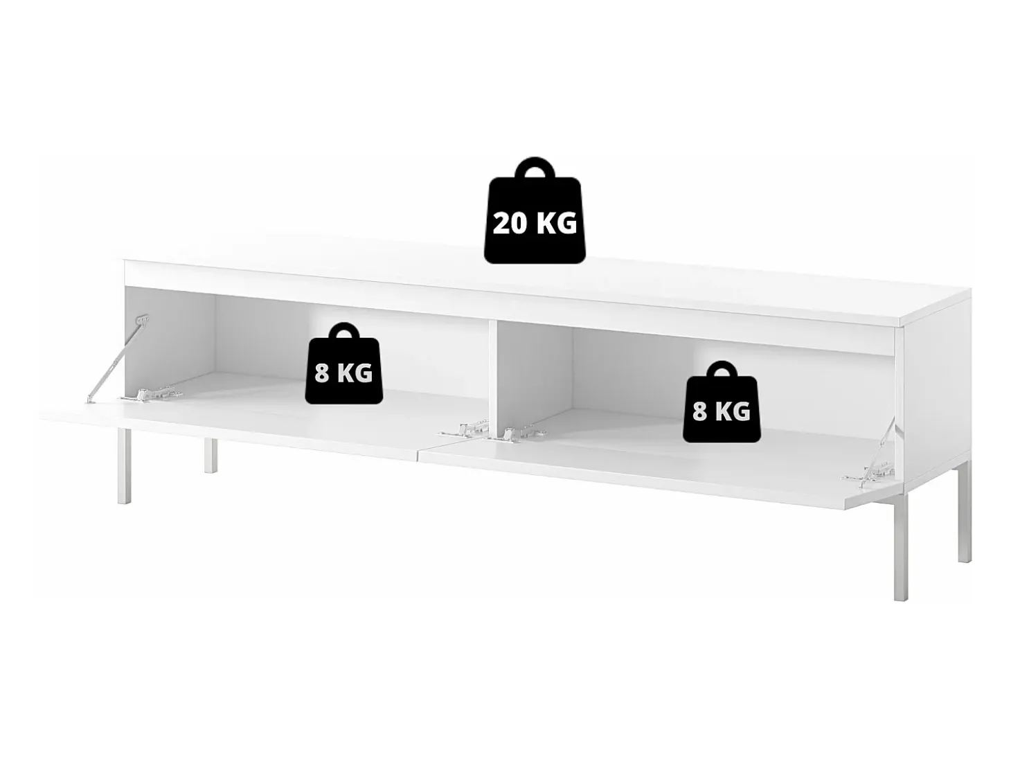 Mueble de TV - 150 cm - efecto ladrillo con patas negras - BEMMI