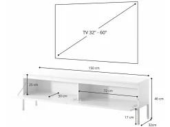 Mueble de TV - 150 cm - negro con patas negras - BEMMI