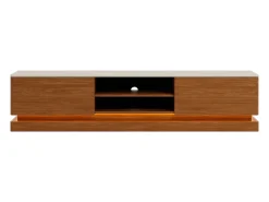 Mueble de TV 2 cajones y 2 estantes con LEDs en MDF - Marrón oscuro y beige - DEVIKA de Pascal MORABITO