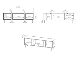 Mueble de TV 2 puertas con abatible – beige cachemira – 160 cm – LOPPA