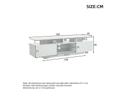 Mueble de TV alto brillo 160x40x45cm - con 2 puertas y 8 estantes - con iluminación LED - MDF - Blanco