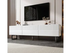 Mueble de TV bajo moderno - 170 x 35 x 47 cm - con 3 cajones - Diseño clásico - MDF - blanco y negro