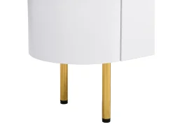 Mueble de TV blanco - Mueble de TV para sala de estar con 3 cajones de almacenamiento - tiradores y patas dorados