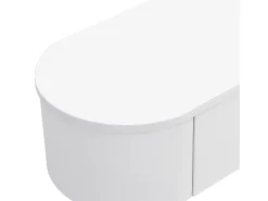 Mueble de TV blanco - Mueble de TV para sala de estar con 3 cajones de almacenamiento - tiradores y patas dorados