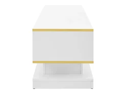 Mueble de TV blanco con tres cajones de almacenamiento y detalles dorados - para salas de estar y oficinas