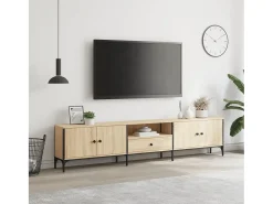 Mueble de TV cajón madera ingeniería roble Sonoma 200x25x44 cm