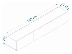 Mueble de TV Colgante 150cm Blanco y Madera con Armarios - Diseño Moderno y Elegante