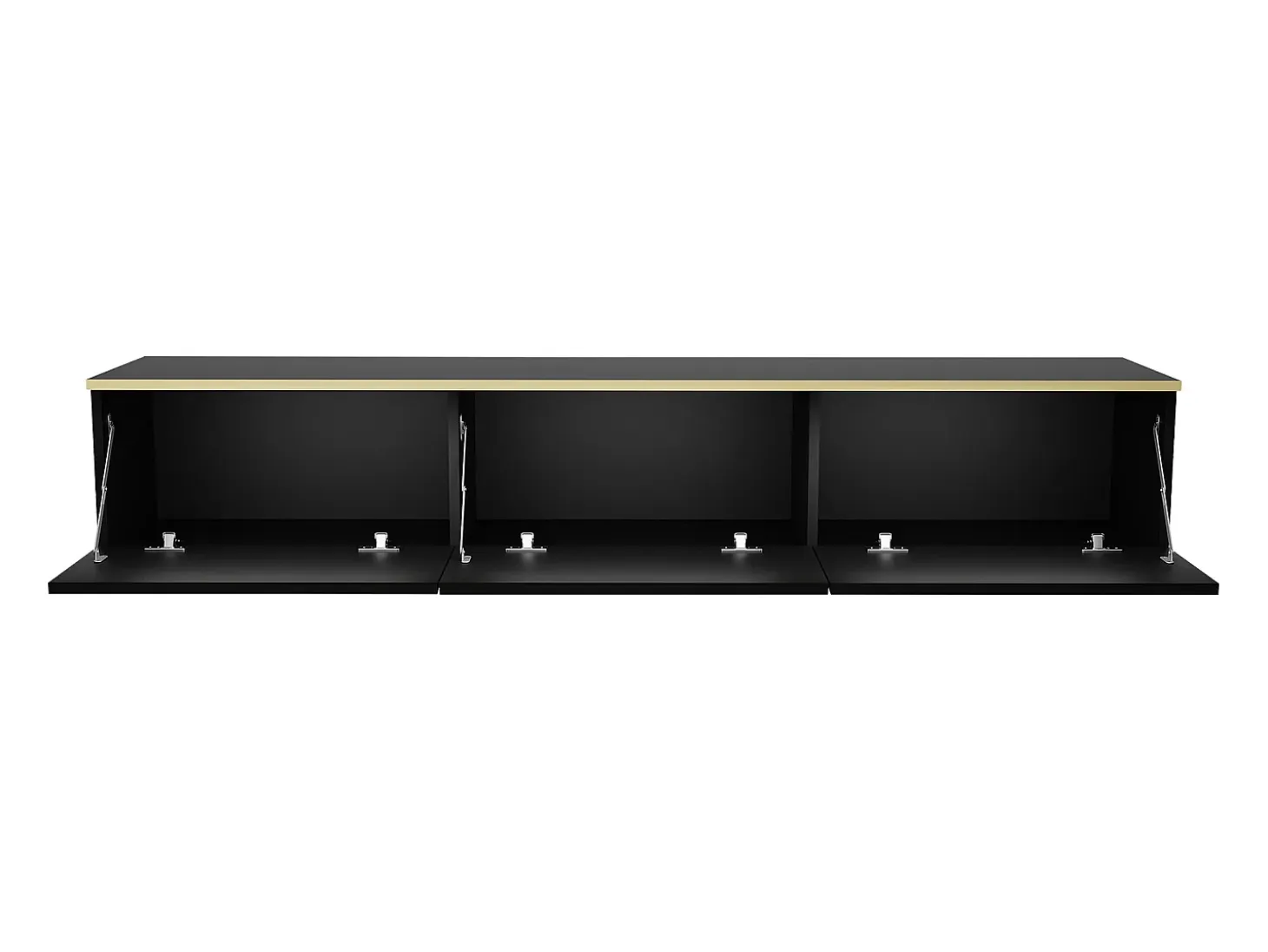 Mueble de TV colgante con 3 puertas de MDF - Negro y Dorado - ALESAR