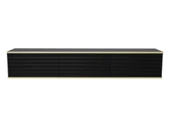 Mueble de TV colgante con 3 puertas de MDF - Negro y Dorado - ALESAR
