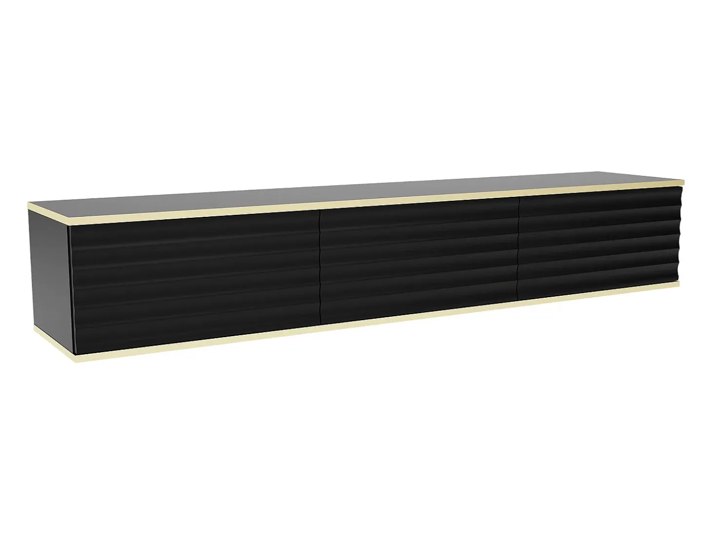 Mueble de TV colgante con 3 puertas de MDF - Negro y Dorado - ALESAR