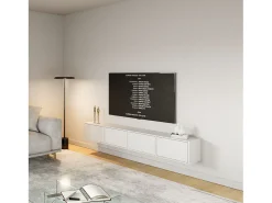 Mueble de TV colgante con 4 puertas abatibles – 200 cm – blanco – FRAMME