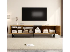 Mueble de TV Colorblock - 170 x 36,5 x 42 cm - con 3 puertas + 2 estantes - aglomerado - natural