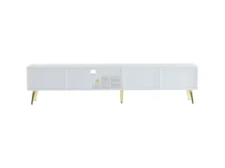 Mueble de TV con 1 cajón y 2 puertas - Diseño de nido de abeja - Patas de metal - Blanco