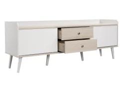 Mueble de TV con 2 cajones y 2 puertas correderas - estilo moderno - aglomerado - blanco