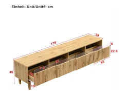 Mueble de TV con 4 cajones - Mueble de TV con iluminación LED y 5 patas de madera - madera - para salón