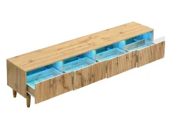 Mueble de TV con 4 cajones - Mueble de TV con iluminación LED y 5 patas de madera - madera - para salón