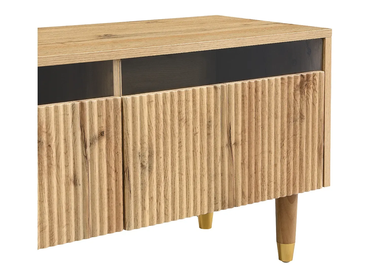 Mueble de TV con 4 cajones - Mueble de TV con iluminación LED y 5 patas de madera - madera - para salón
