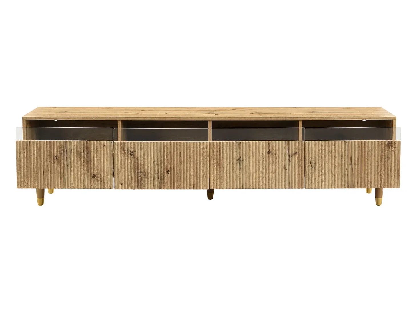 Mueble de TV con 4 cajones - Mueble de TV con iluminación LED y 5 patas de madera - madera - para salón