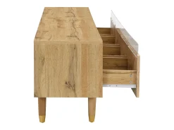 Mueble de TV con 4 cajones - Mueble de TV con iluminación LED y 5 patas de madera - madera - para salón