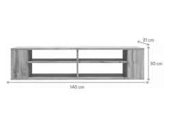 Mueble de TV con 4 compartimentos - Negro - 140 cm - WALL