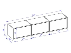 Mueble de TV con 3 puertas – acabado roble – 150 cm – FRAMME